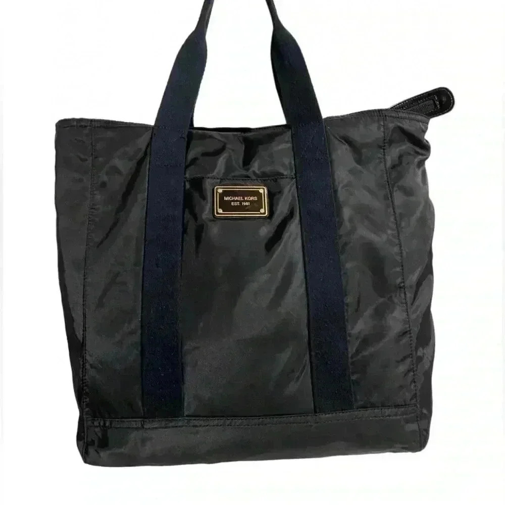 Michael kors black nylon hobo handbag